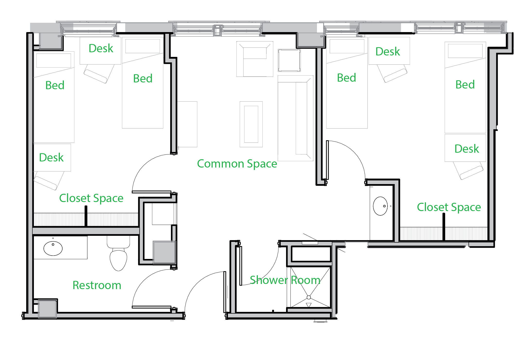 Double occupancy 4-person suite